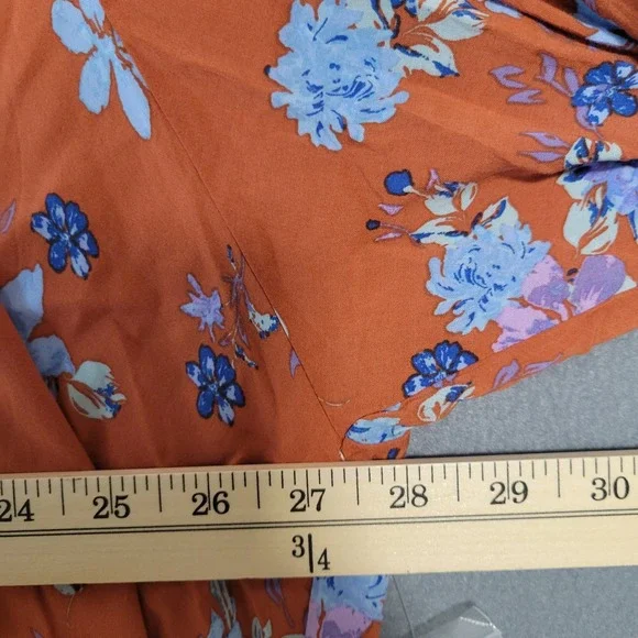 Free People Dress Women's Size M Floral Ruffle Long Sleeve Mini Orange Boho NWT - Picture 8 of 10
